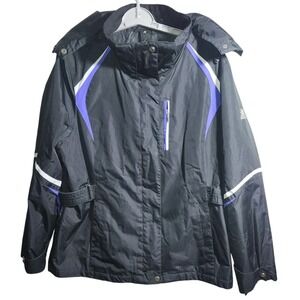 Zero Xposur Women's Black Purple White Lightweight Hooded Jacket Large‎
